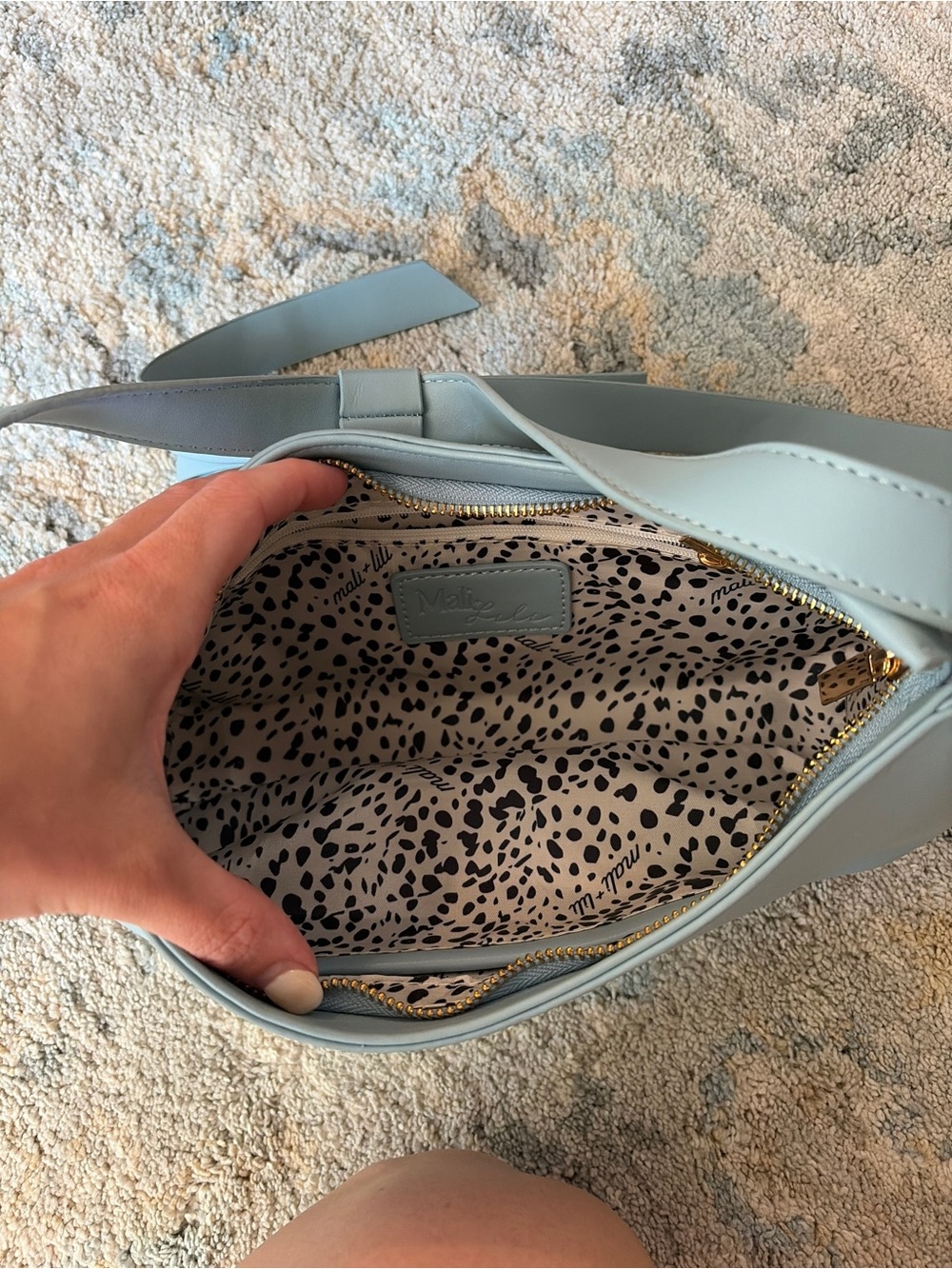 Anthropologie Powder Blue Bow-Handle Shoulder Bag - Picture 3 of 3